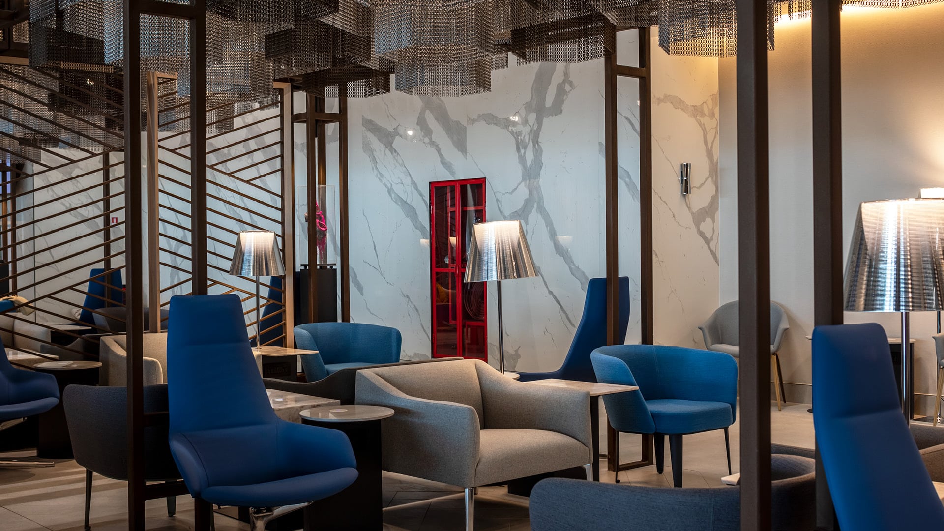 Bianco Statuario Venato · Lucidato, Latam Lounge, Chile