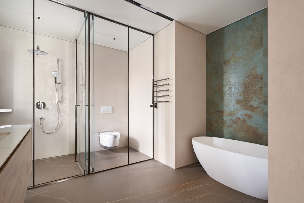 Verderame · Oxide Bianco · Pietra Piasentina Taupe · Natural, Zidna obloga u kupatilu, KunShan Private House