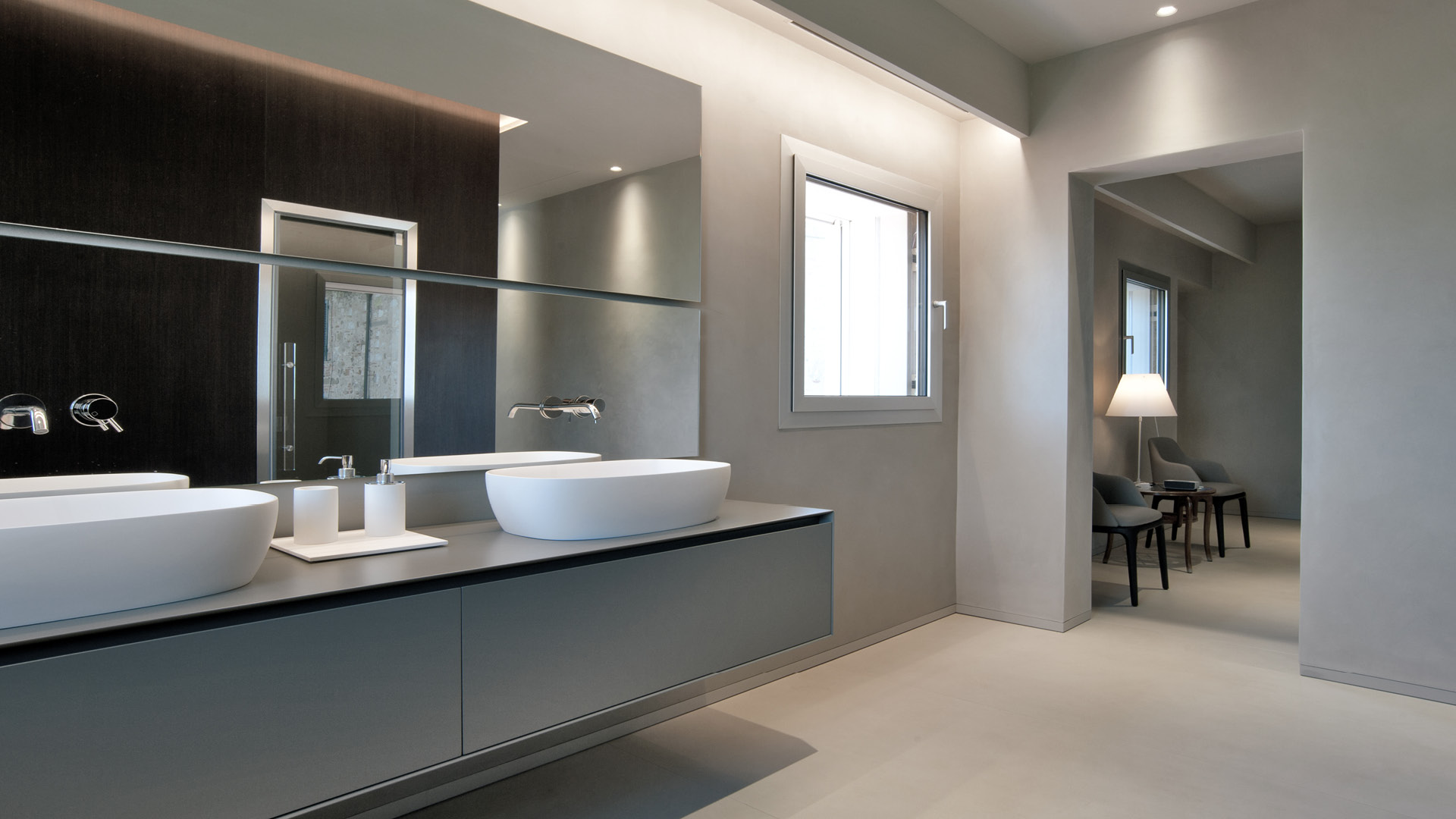 Calce Avorio · Ossido Bruno · Natural, Lavabo, pod i zid · Villa Scandicci, Italija