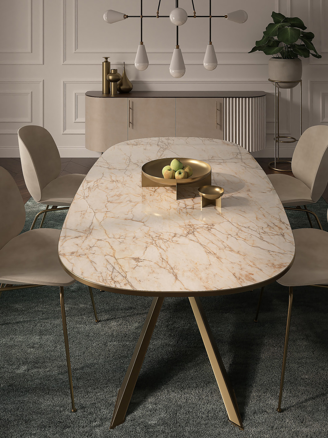 Cristallo Macchia Vecchia · Polished Starlit, Trpezarijski sto po meri